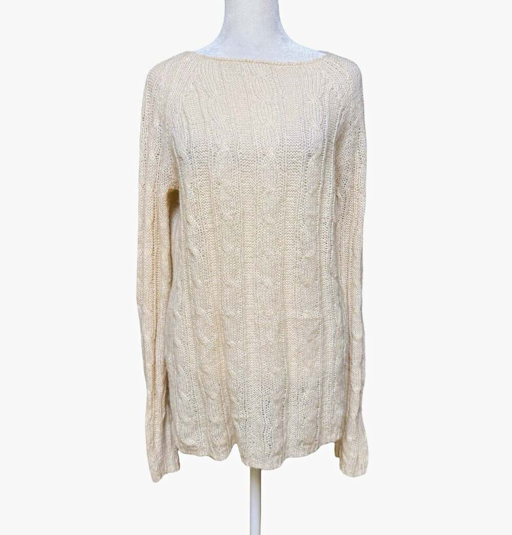 J.Crew Dolce Cable Knit Sweater Women M Mohair Wool Ivory Style 20683